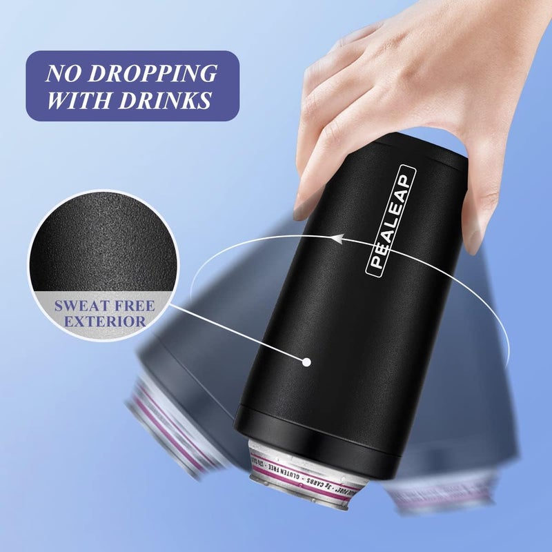 PEALEAP 4 in 1 Insulated Slim Can Cooler for 12 OZ Cans and Beer Bottle - Keep 8 Hours Cold, Easy to Hold - Stainless Steel Can Holder, Double Walled Can Insulator for Hard Seltzer and Etc. - Image 4
